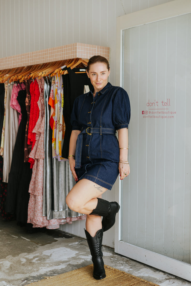 staple the label denim dress UT2601951 LEA DENIM MINI DRESS, INDIGO / S